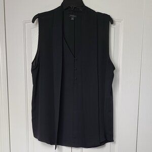 Ann Taylor Black Sleeveless Bow Tie Blouse, XL